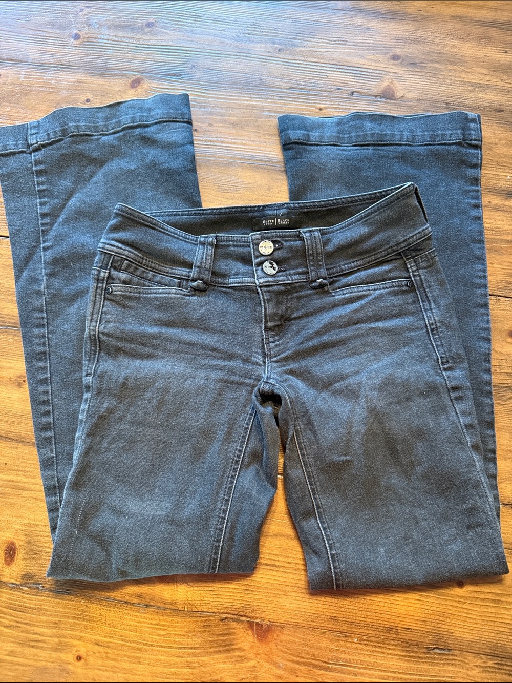 White House Black Market Women's Charcoal Flare Jeans